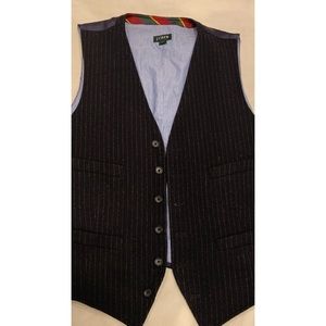 🔥J.Crew Valley Mills by Mallalieus Men’s Vest Navy Blue Pinstripes